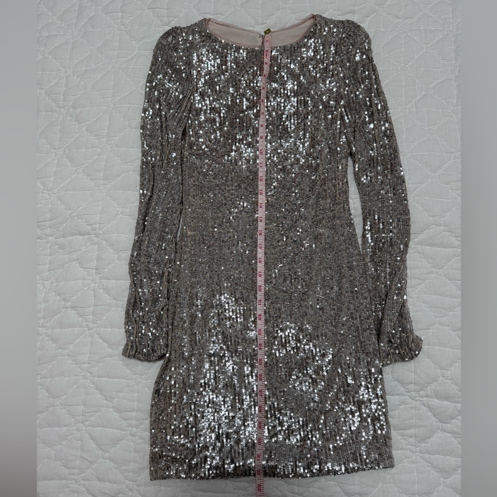 Aqua sequin long sleeve dress Sz. 4 - Picture 11 of 15